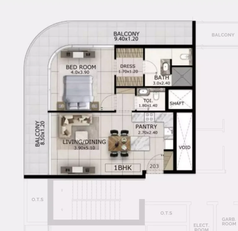 Mayfair Gardens floor plan 1-спальн. · 1010 sqft