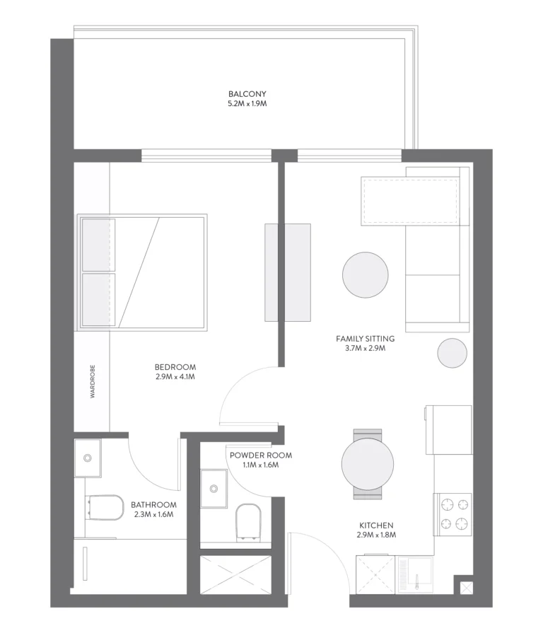 Equiti Gate floor plan 1 BR · 621 sqft