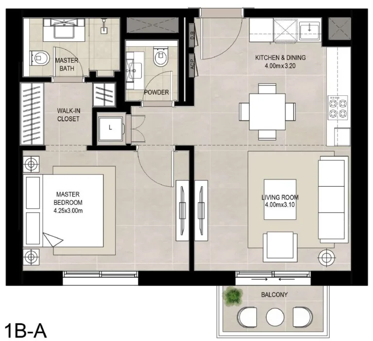Fiori Town Square floor plan 1-спальн.