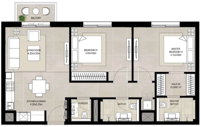 Fiori Town Square floor plan 2-спальн.