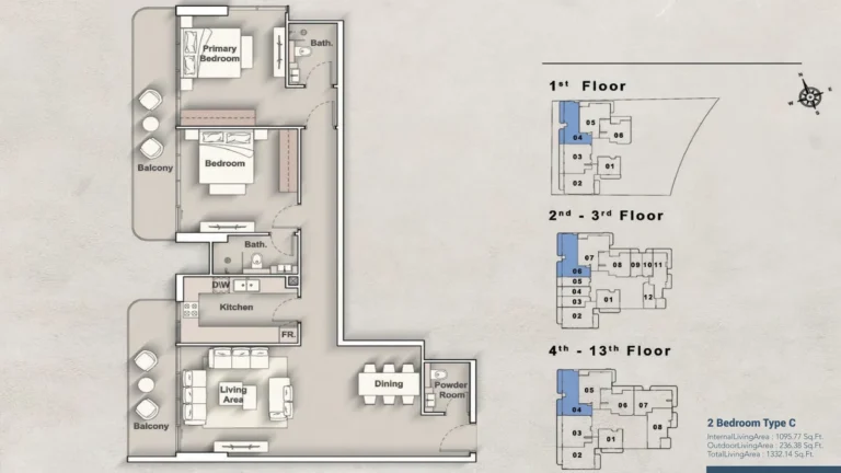 Creek Views floor plan 2 BR · 1332 sqft