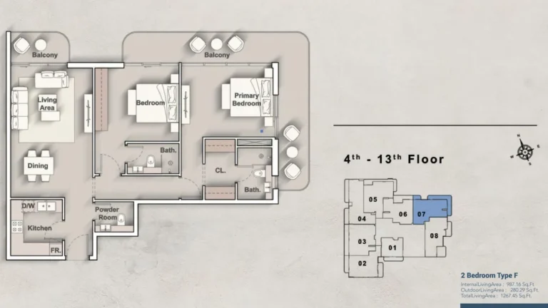 Creek Views floor plan 2 BR · 1267 sqft
