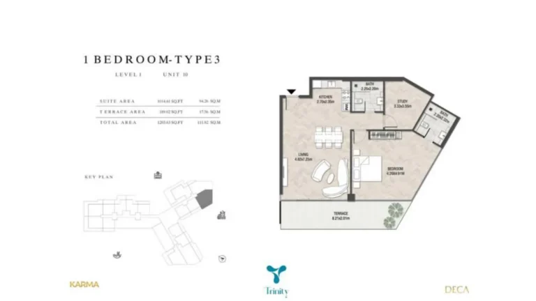 Trinity floor plan 1 BR · 1203 sqft