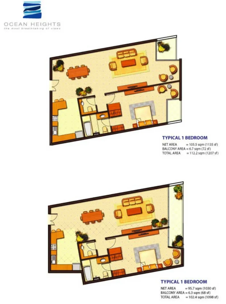Ocean Heights floor plan 1 BR · 1207 sqft