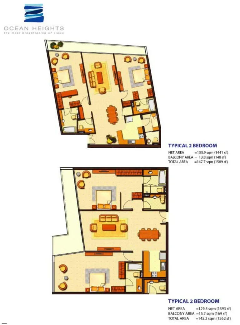 Ocean Heights floor plan 2 BR · 1589 sqft