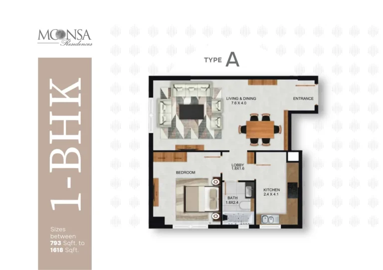 Moonsa Residences floor plan 1-спальн.