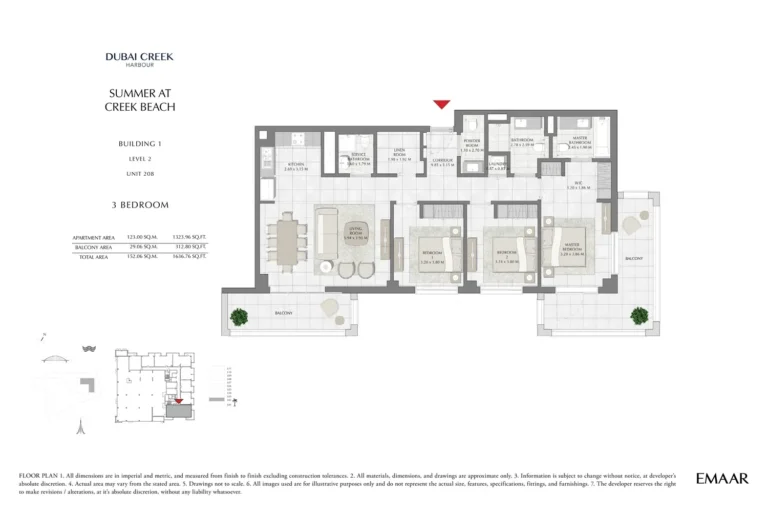 Summer at Creek Beach floor plan 3-спальн. · 1636 sqft