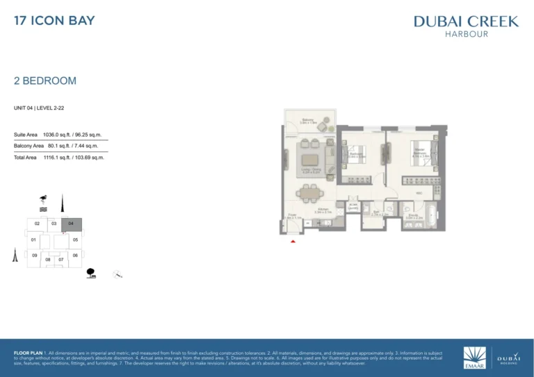 17 Icon Bay floor plan 2 BR · 1116 sqft