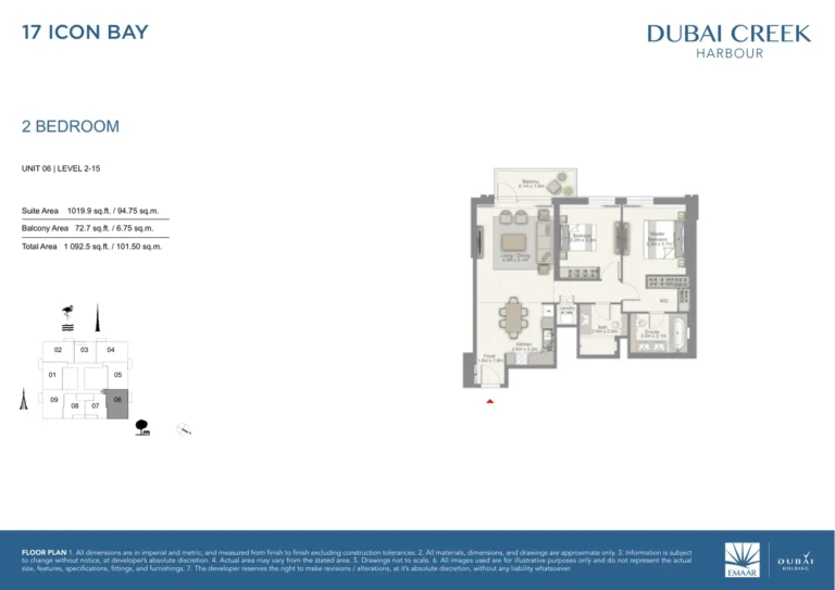 17 Icon Bay floor plan 2 BR · 1092 sqft