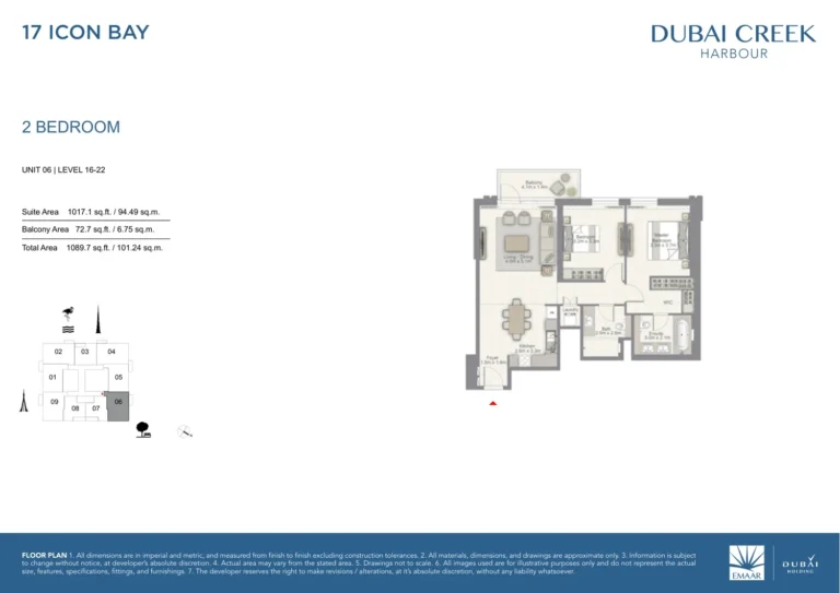 17 Icon Bay floor plan 2 BR · 1089 sqft