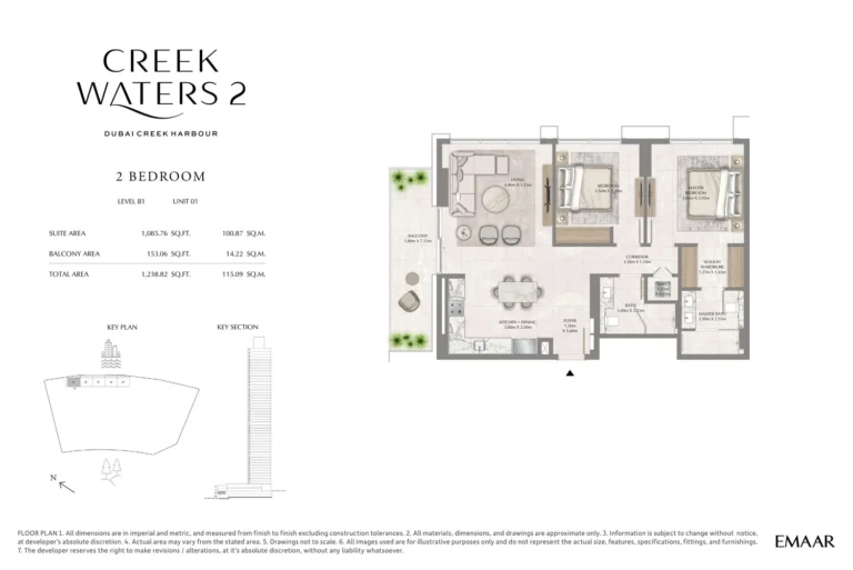 Creek Waters 2 floor plan 2-спальн. · 1238 sqft