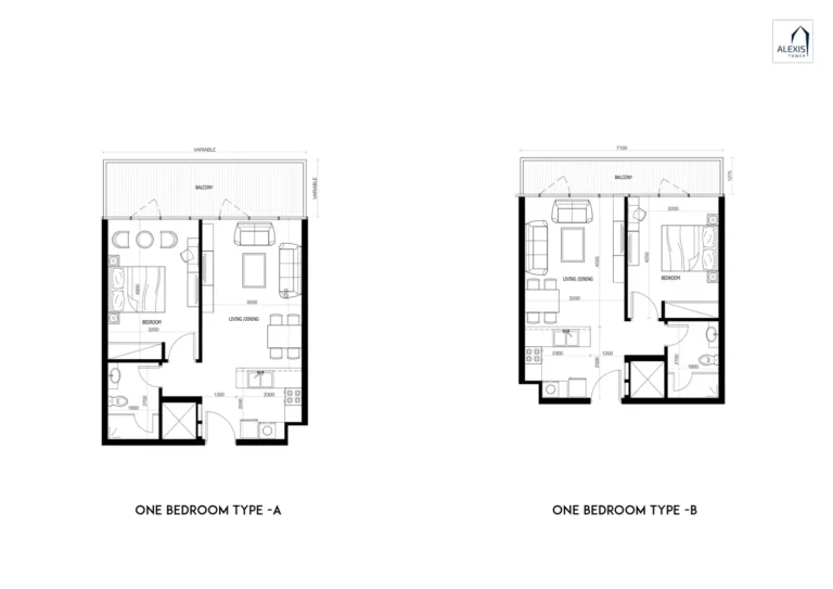 Alexis Tower floor plan 1-спальн.