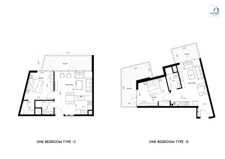 Alexis Tower floor plan 1-спальн.