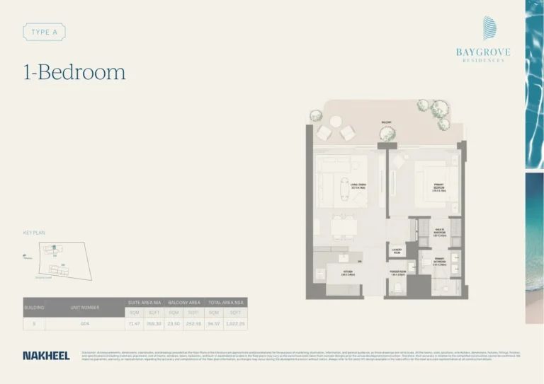 Bay Grove Residences floor plan 1 BR · 1022 sqft