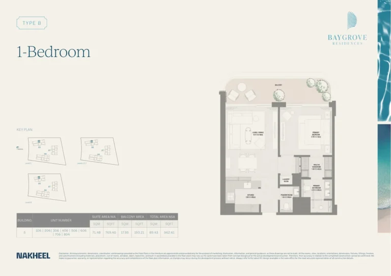 Bay Grove Residences floor plan 1 BR · 962 sqft
