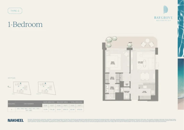 Bay Grove Residences floor plan 1 BR · 979 sqft