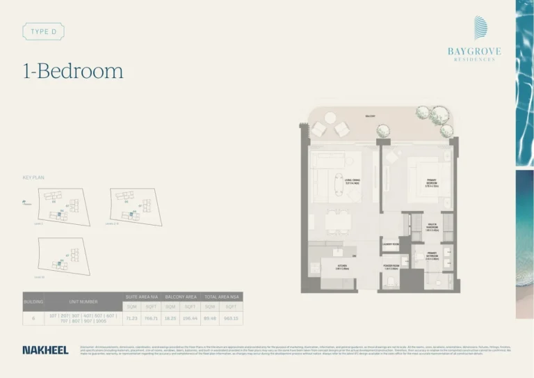 Bay Grove Residences floor plan 1 BR · 963 sqft