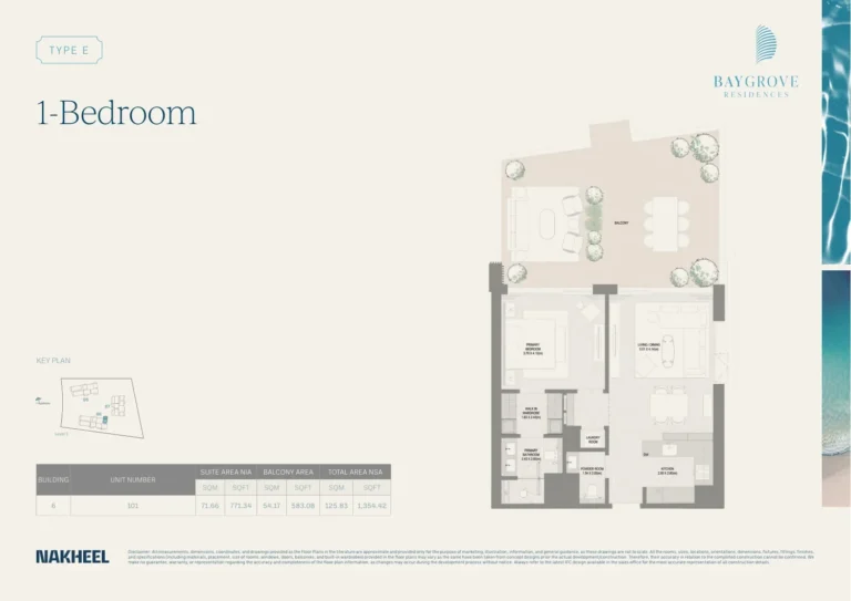 Bay Grove Residences floor plan 1 BR · 1354 sqft