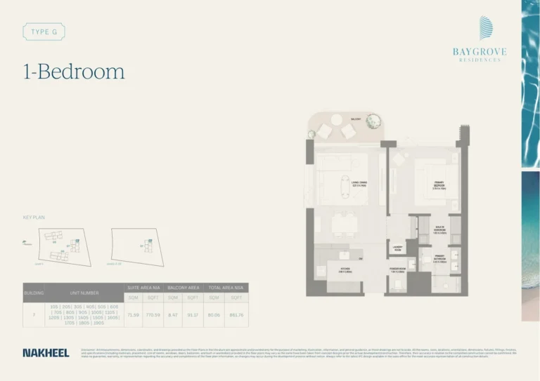 Bay Grove Residences floor plan 1 BR · 861 sqft