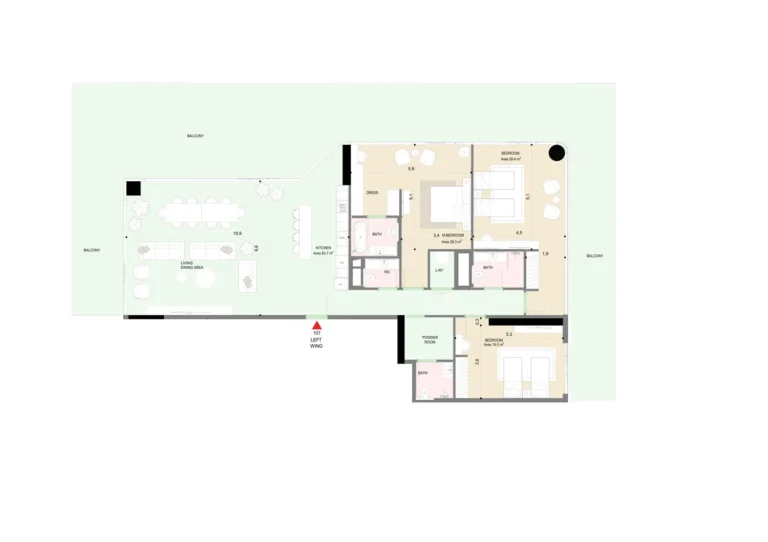 Edgewater Residences floor plan 3-спальн.