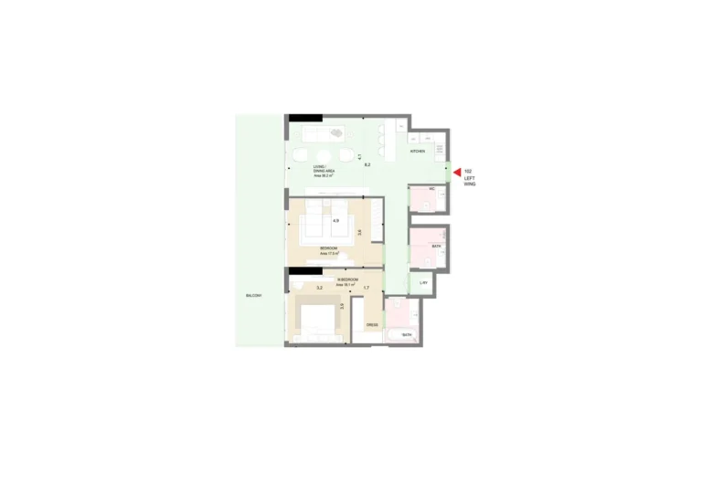 Edgewater Residences floor plan 2-спальн.