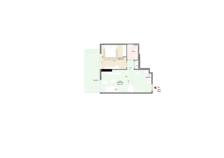 Edgewater Residences floor plan 1-спальн.