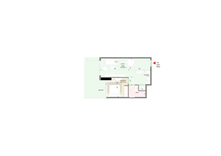 Edgewater Residences floor plan 1-спальн.