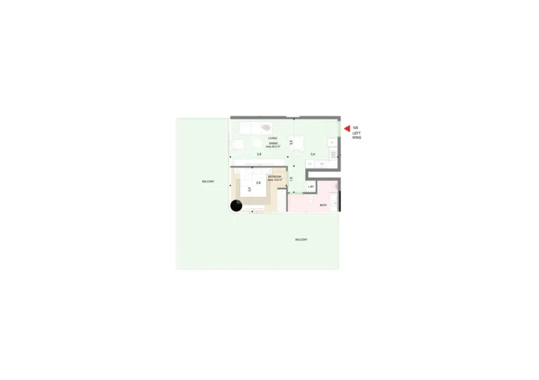 Edgewater Residences floor plan 1-спальн.