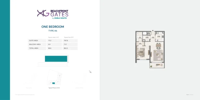 Beachfront Gates 1 floor plan 1 BR · 861 sqft