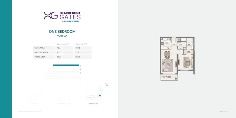 Beachfront Gates 1 floor plan 1 BR · 858 sqft