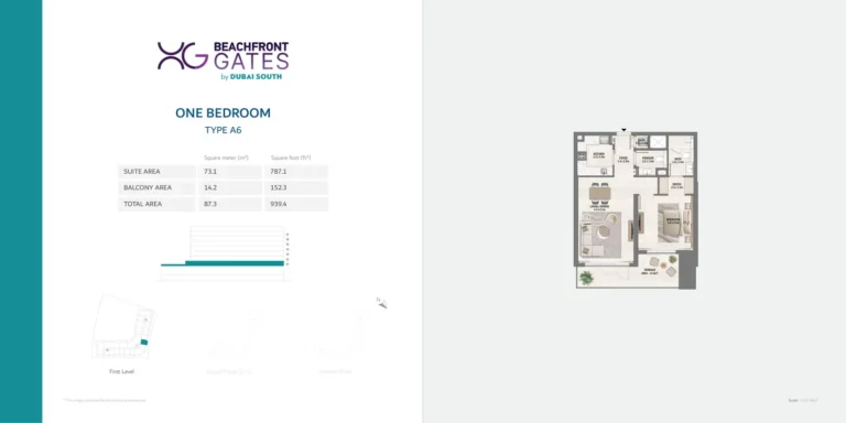 Beachfront Gates 1 floor plan 1 BR · 939 sqft