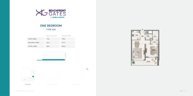 Beachfront Gates 1 floor plan 1 BR · 964 sqft