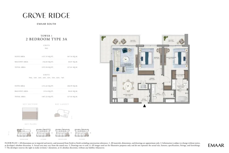 Grove Ridge floor plan 2-спальн. · 1373 sqft