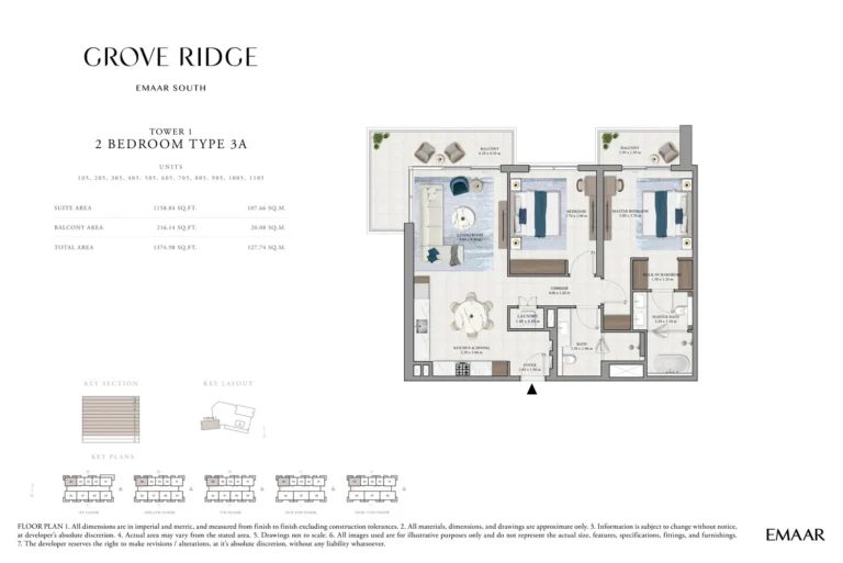 Grove Ridge floor plan 2-спальн. · 1374 sqft