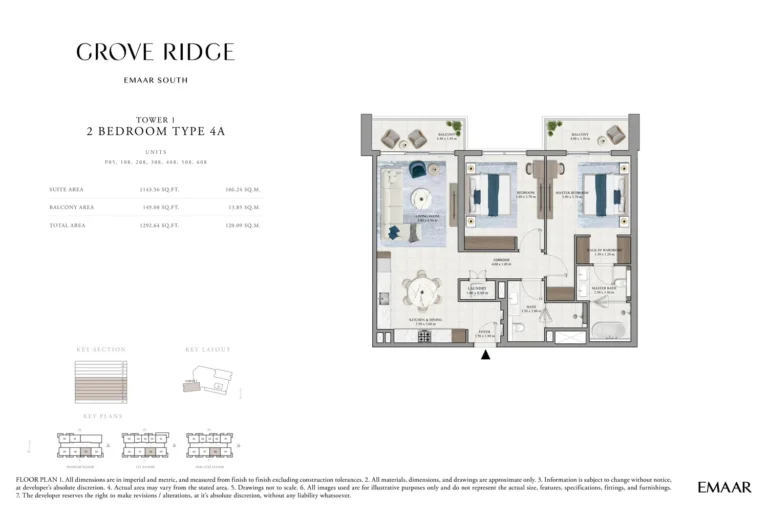 Grove Ridge floor plan 2-спальн. · 1292 sqft