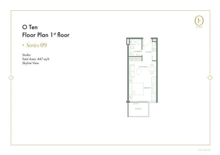 O Ten floor plan Студия · 447 sqft