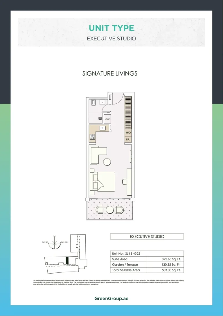 Signature Livings floor plan Студия · 372 sqft