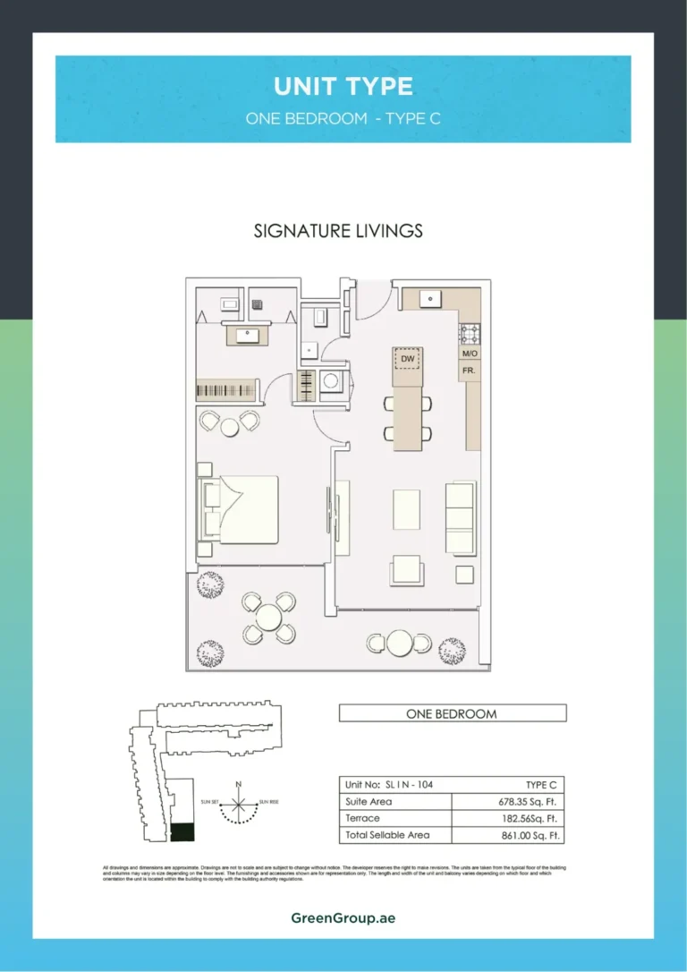 Signature Livings floor plan 1-спальн. · 678 sqft
