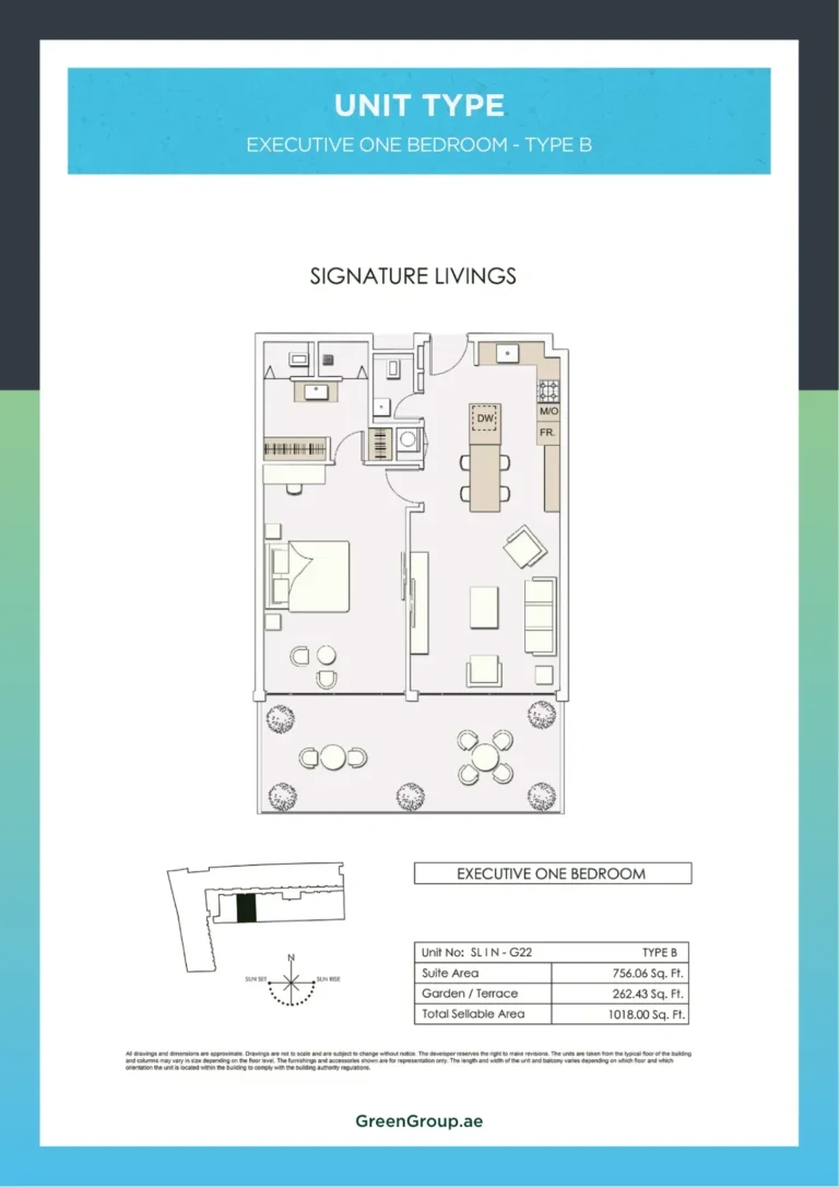 Signature Livings floor plan 1-спальн. · 756 sqft