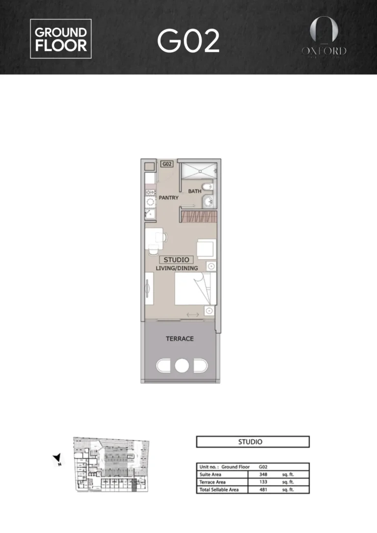 Oxford Boulevard floor plan Studio · 481 sqft