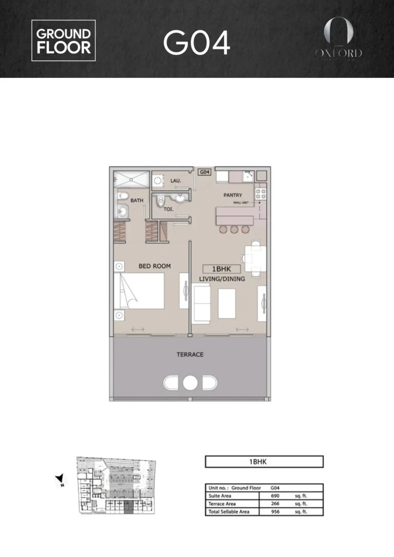 Oxford Boulevard floor plan 1 BR · 956 sqft