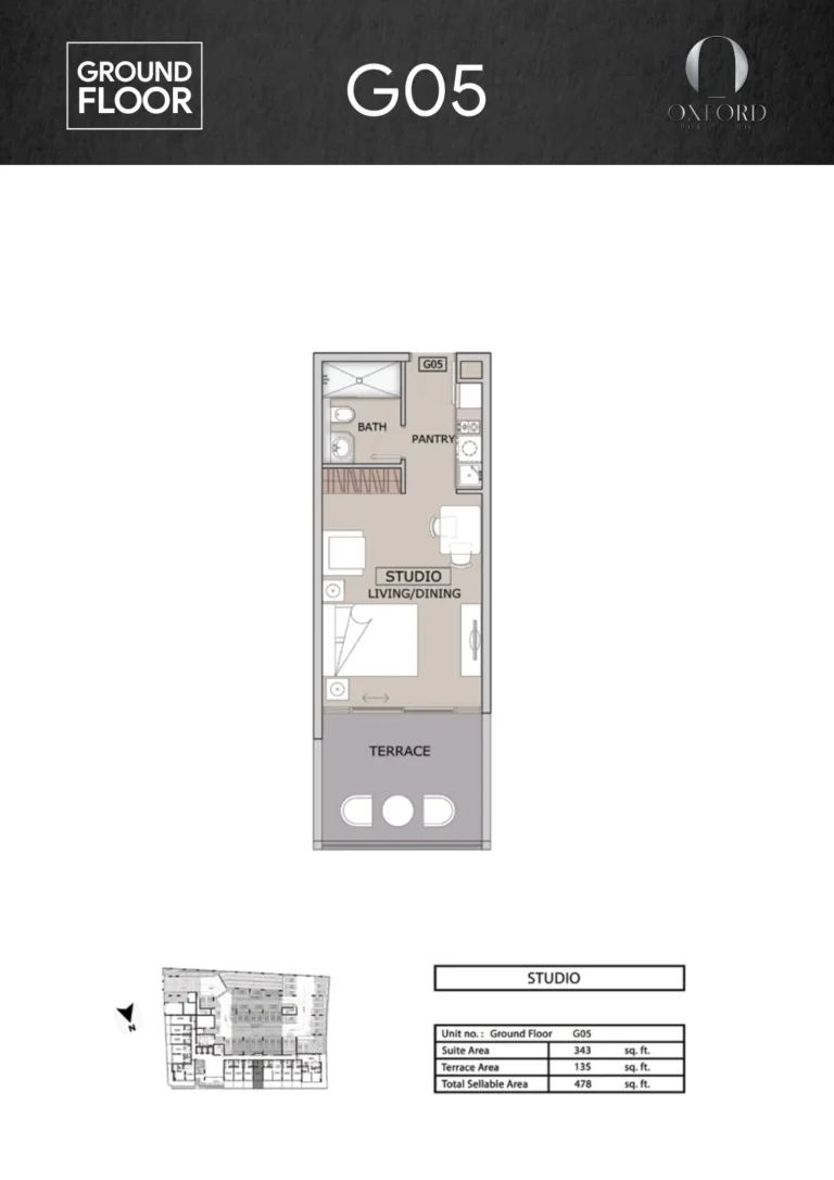 Oxford Boulevard floor plan Studio · 478 sqft