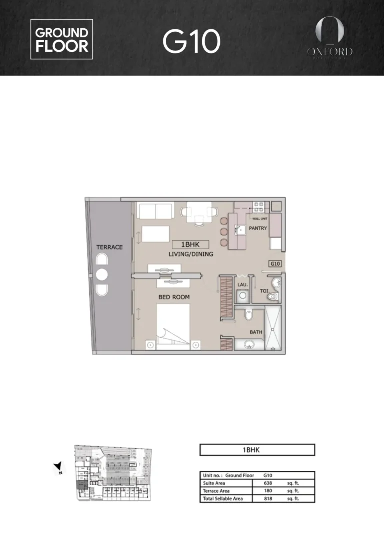 Oxford Boulevard floor plan 1 BR · 818 sqft