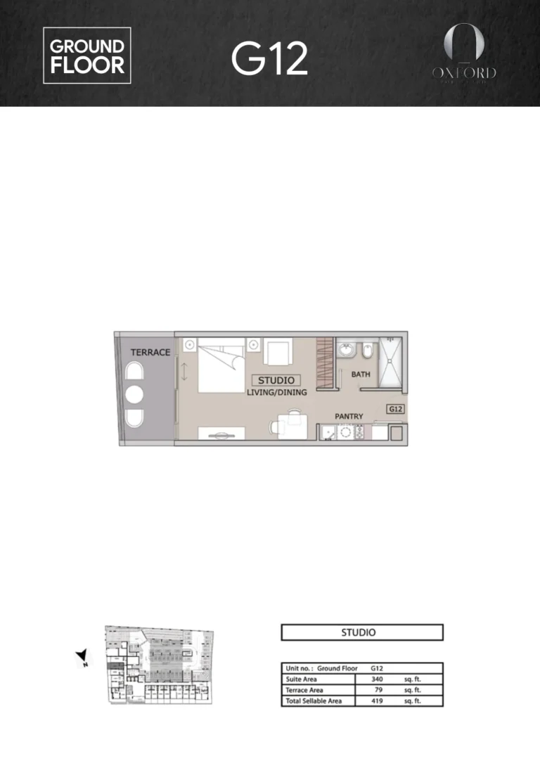 Oxford Boulevard floor plan Studio · 419 sqft