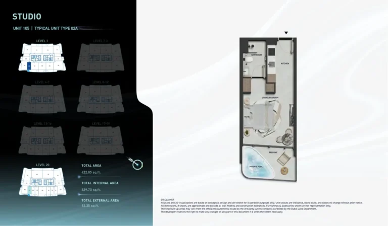 Hadley Heights 2 floor plan Студия · 422 sqft