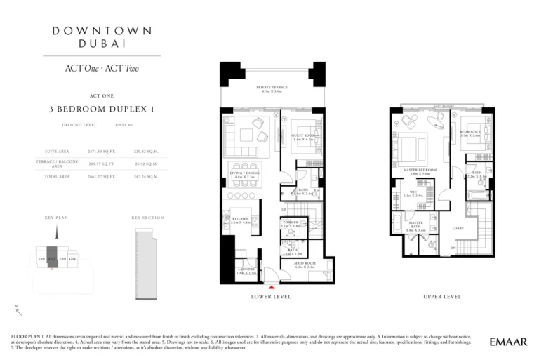 Act Towers floor plan 3 BR · 2661 sqft