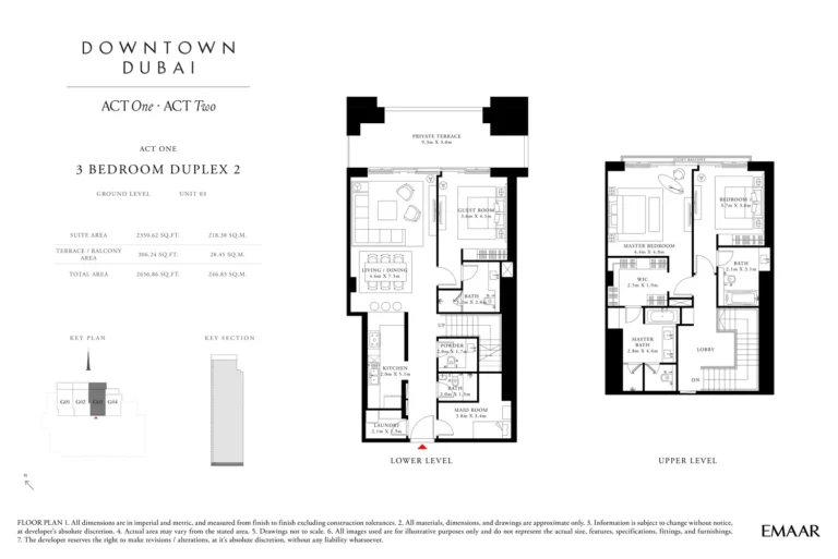 Act Towers floor plan 3 BR · 2656 sqft