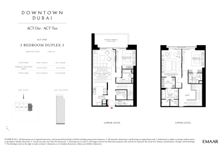 Act Towers floor plan 3 BR · 2315 sqft