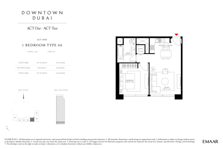 Act Towers floor plan 1 BR · 657 sqft
