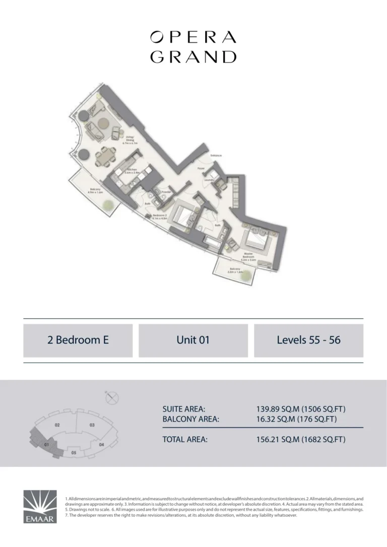 Opera Grand floor plan 2 BR · 1682 sqft